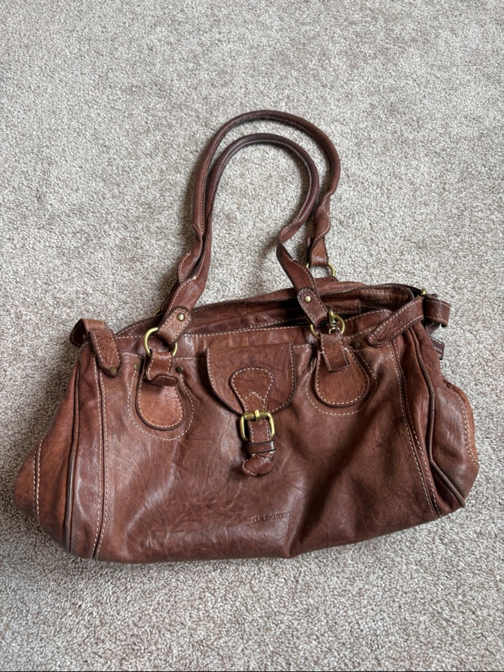 Women's Brown Leather Claudio Ferrici Handbag